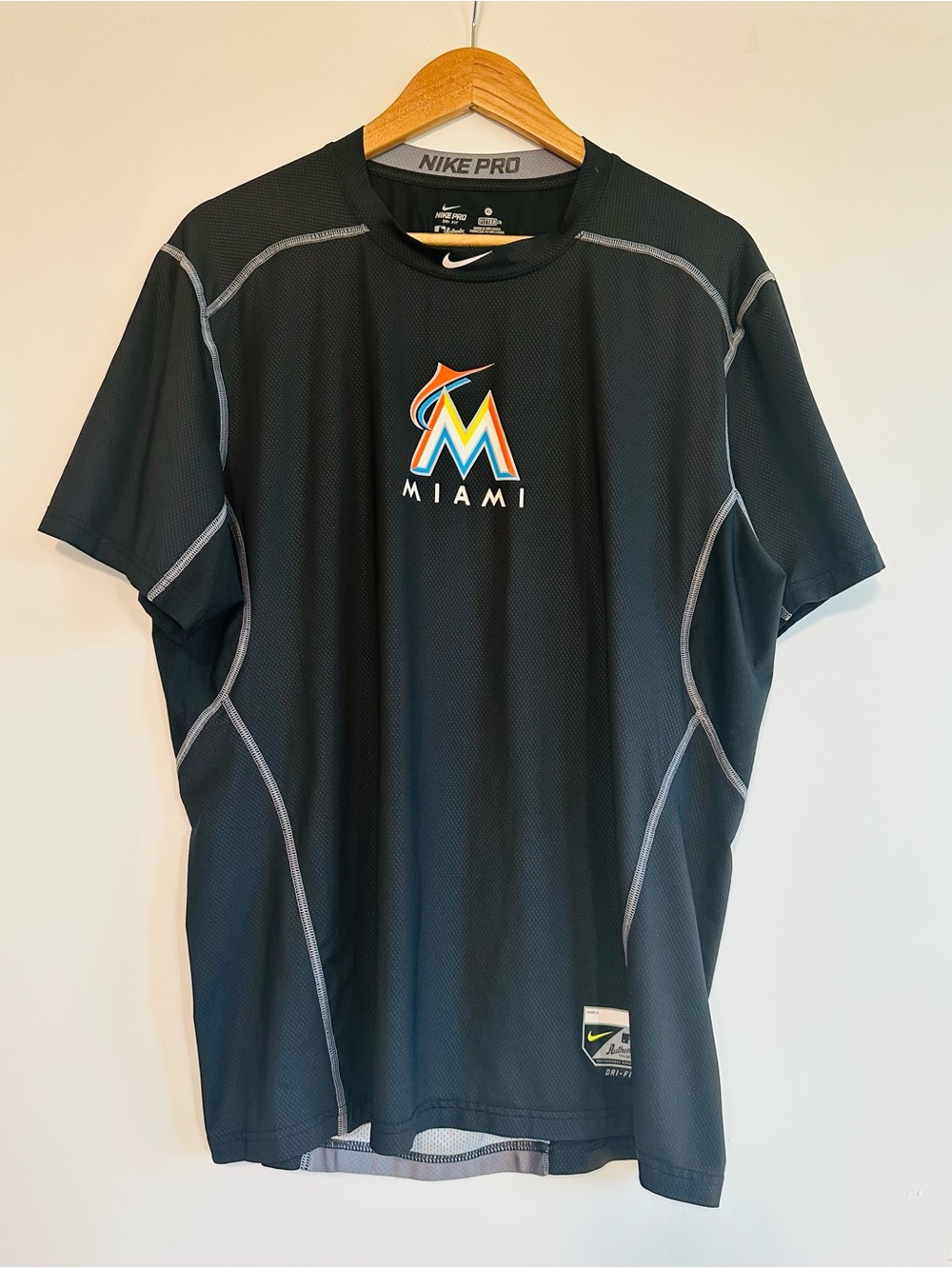 Nike Pro Miami Marlins Black Performance Shirt - XL
